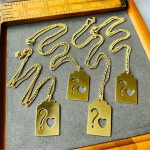 4 vintage new old stock gold tone heart chain necklaces secret Valentine 1990s